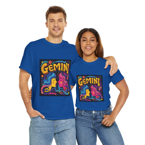 Gemini Unisex Heavy Cotton Tee - Celebrate Your Zodiac Sign, Astrology Shirt, Horoscope Gift, Stylish Graphic Tee, Birthday Gift