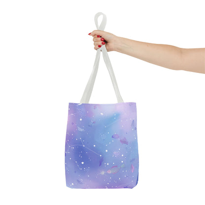 Celestial Tote Bag, Starry Sky Canvas Bag, Colorful Reusable Shopping Tote, Gift for Astronomers, Trendy Eco-Friendly Tote