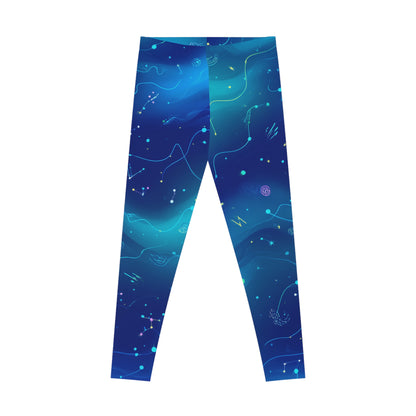 Galactic Stretchy Leggings, Cosmic Activewear, Yoga Pants, Starry Leggings, Fitness Apparel, Gift for Space Lovers