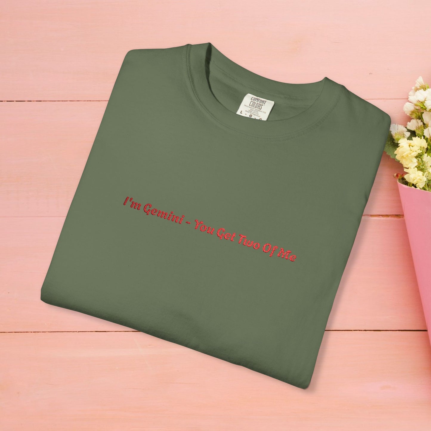 I’m Gemini- You Get Two Of Me - Embroidery Gemini T-shirt, Zodiac Tee, Astrology Shirt, Twin Sign Apparel, Horoscope Top
