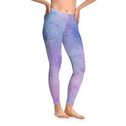 Cosmic Dream Stretchy Leggings, Workout Leggings, Yoga Pants, Galaxy Print Tights, Comfortable Athleisure Gear, Gift for Her