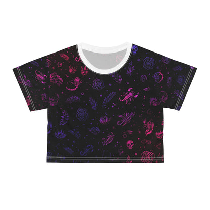 Dark Floral Crop Tee - Unique Patterned Top, Trendy Streetwear, Cool Casual Style, Perfect Gift for Music Festivals, Everyday Wear
