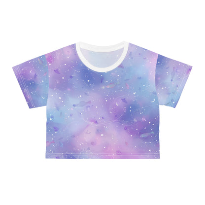 Celestial Print Crop Tee - Dreamy Cosmic Top, Space Themed Shirt, Boho Style Crop, Festival Wear, Gift for Space Lovers