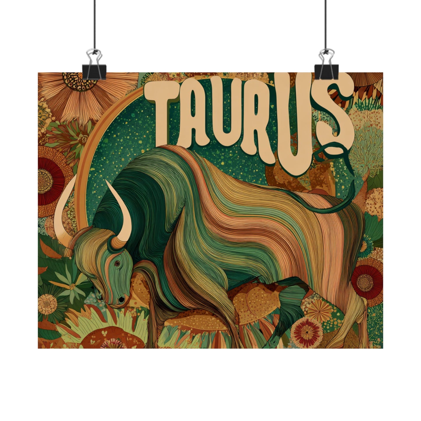 Matte Taurus Poster, Astrology Wall Art, Zodiac Decor, Cow Artwork, Gift for Taurus, Home Decoration