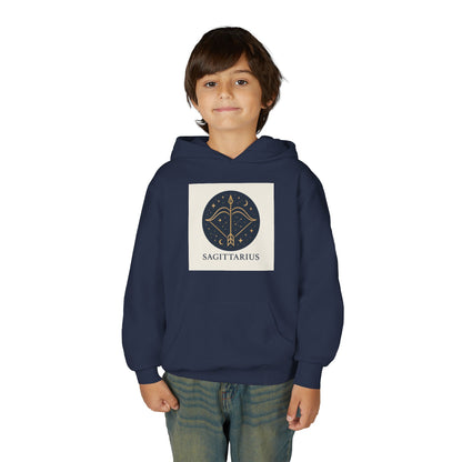 Fire Element Sagittarius Youth Hoodie | ♐ Archer's Arrow | Psychedelic Zodiac Sweatshirt