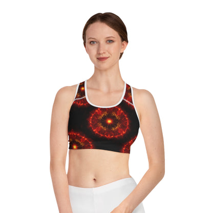 Fire Element Sagittarius Sports Bra | ♐ Fierce Cosmic | Psychedelic Activewear