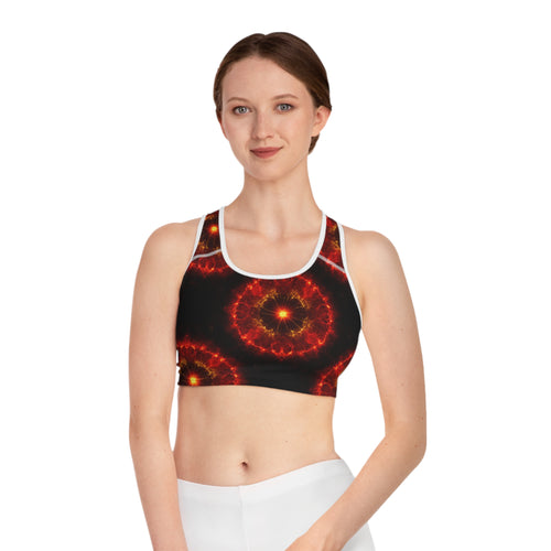 Fire Element Sagittarius Sports Bra | ♐ Fierce Cosmic | Psychedelic Activewear