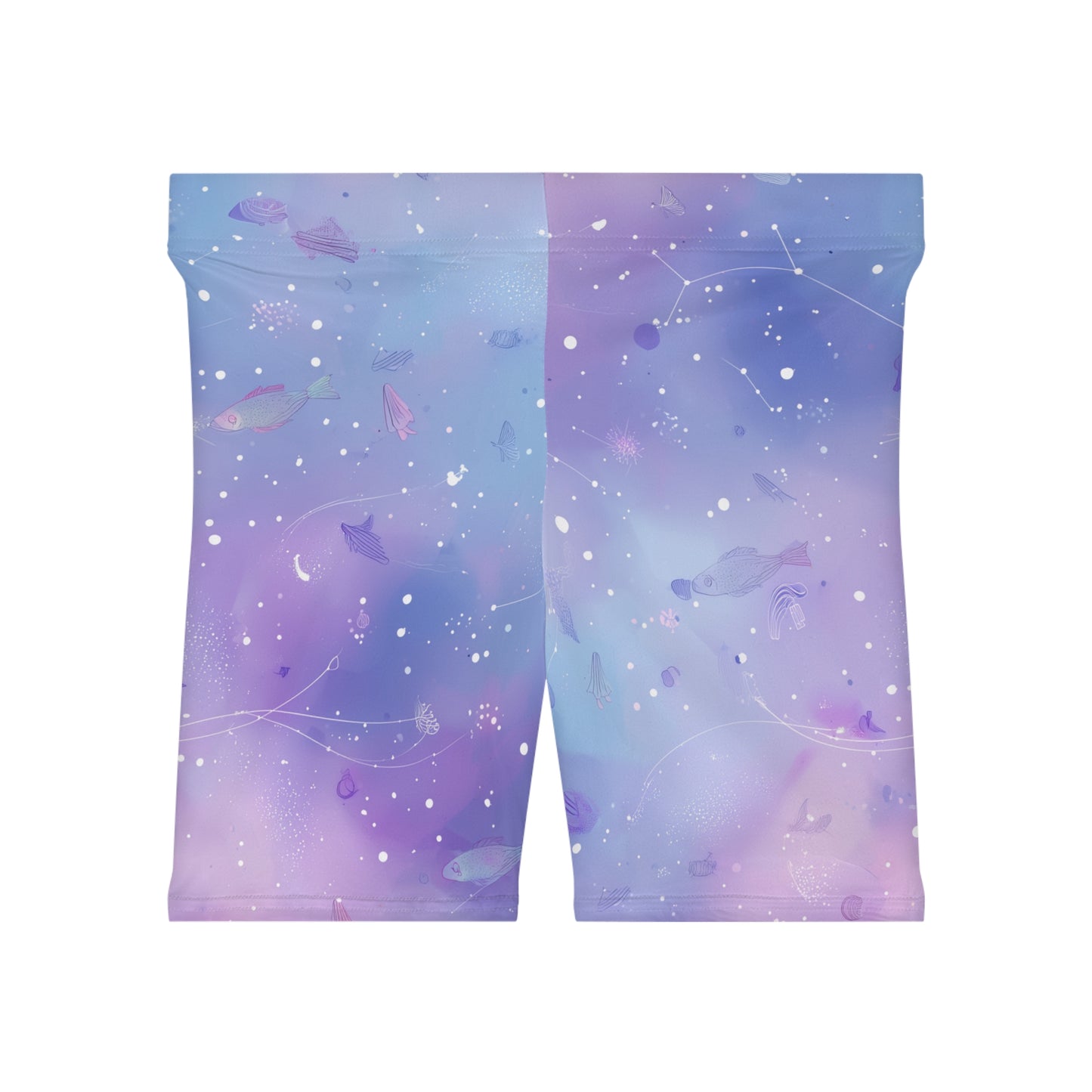 Women's Cosmic Biker Shorts, Comfortable Activewear, Yoga Shorts, Workout Gear, Galaxy-Themed Fashion, Summer Essentials