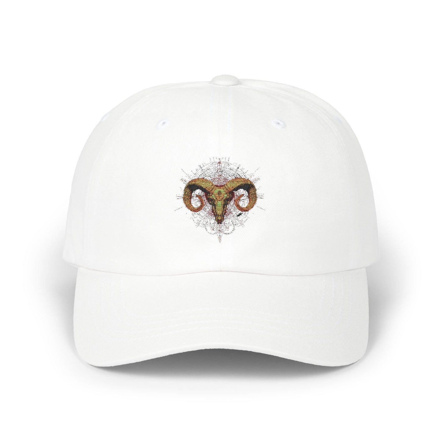 Stylish Classic Dad Cap with Unique Aries Ram Design, Casual Headwear, Gift for Dads, Birthday Cap, Everyday Hat