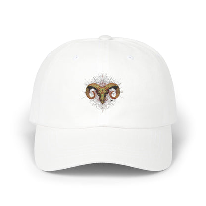 Stylish Classic Dad Cap with Unique Aries Ram Design, Casual Headwear, Gift for Dads, Birthday Cap, Everyday Hat