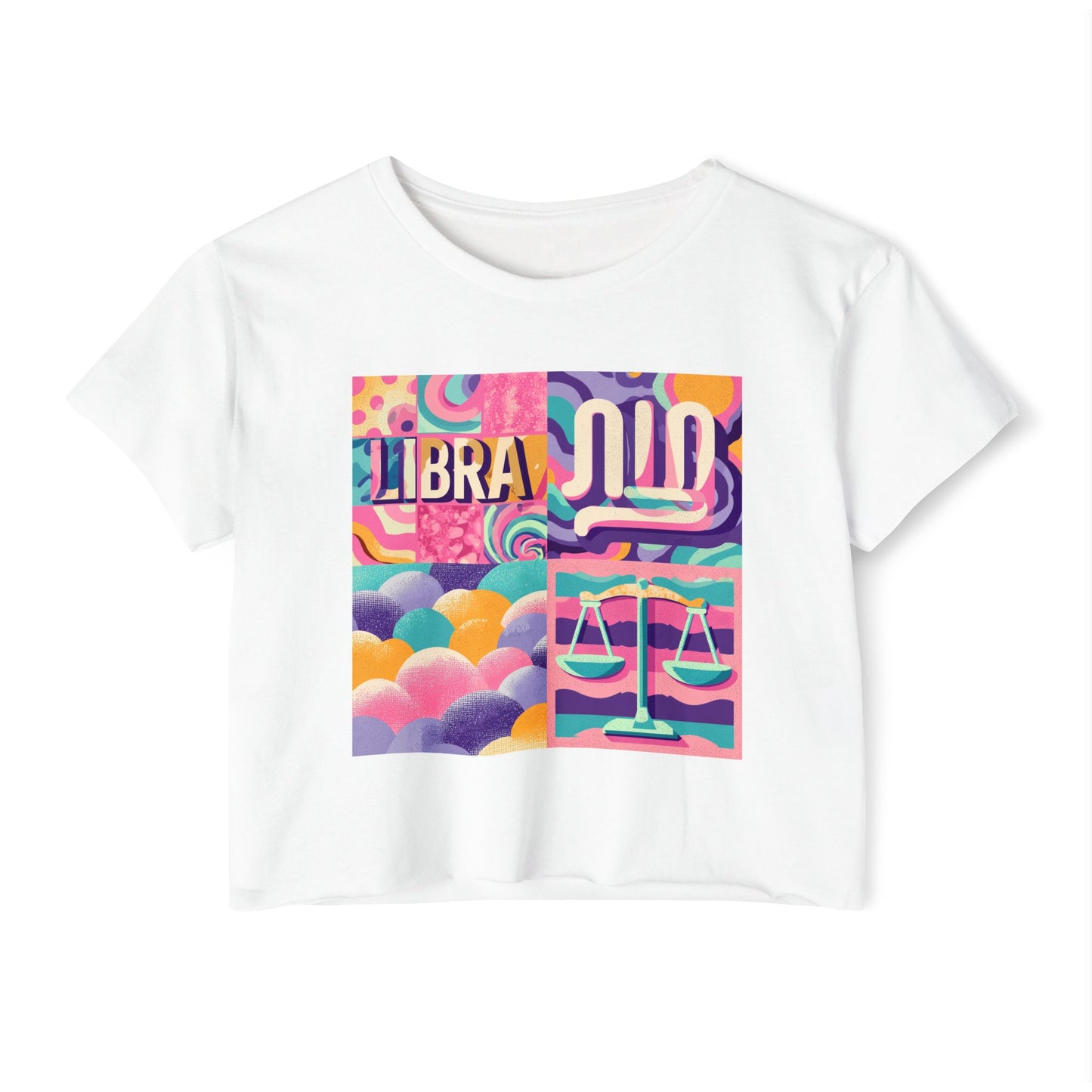 Festival-Ready Women's Crop Top, Libra Zodiac Tee, Boho Style Shirt, Astrology Apparel, Unique Gift for Her