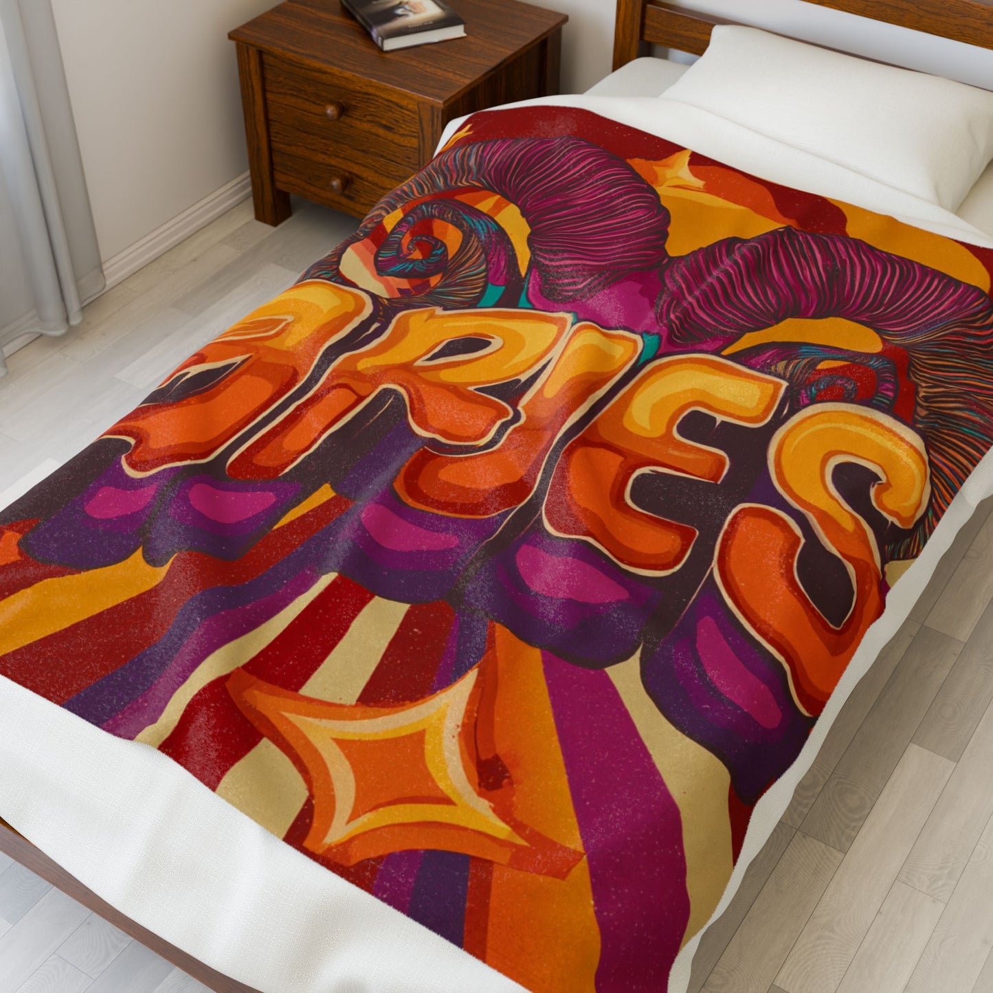 Aries Velveteen Plush Blanket, Cozy Astrology Throw, Zodiac Decor, Perfect Gift for Aries, Birthday Present, Astrological Gift