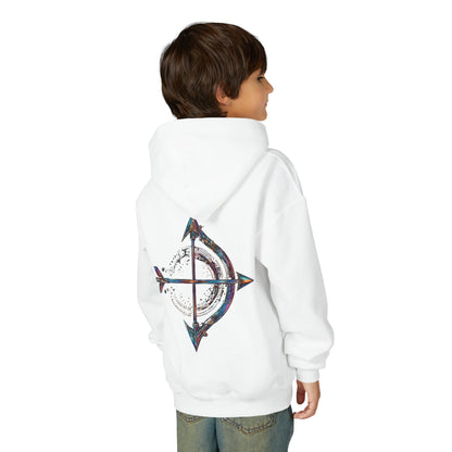 Fire Element Sagittarius Youth Hoodie | ♐ Archer's Arrow | Psychedelic Zodiac Sweatshirt