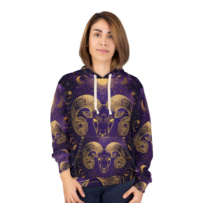 Celestial Aries Unisex Pullover Hoodie | Astrology Gifts, Zodiac Hoodies, Unique Sweatshirts, Starry Night Wear