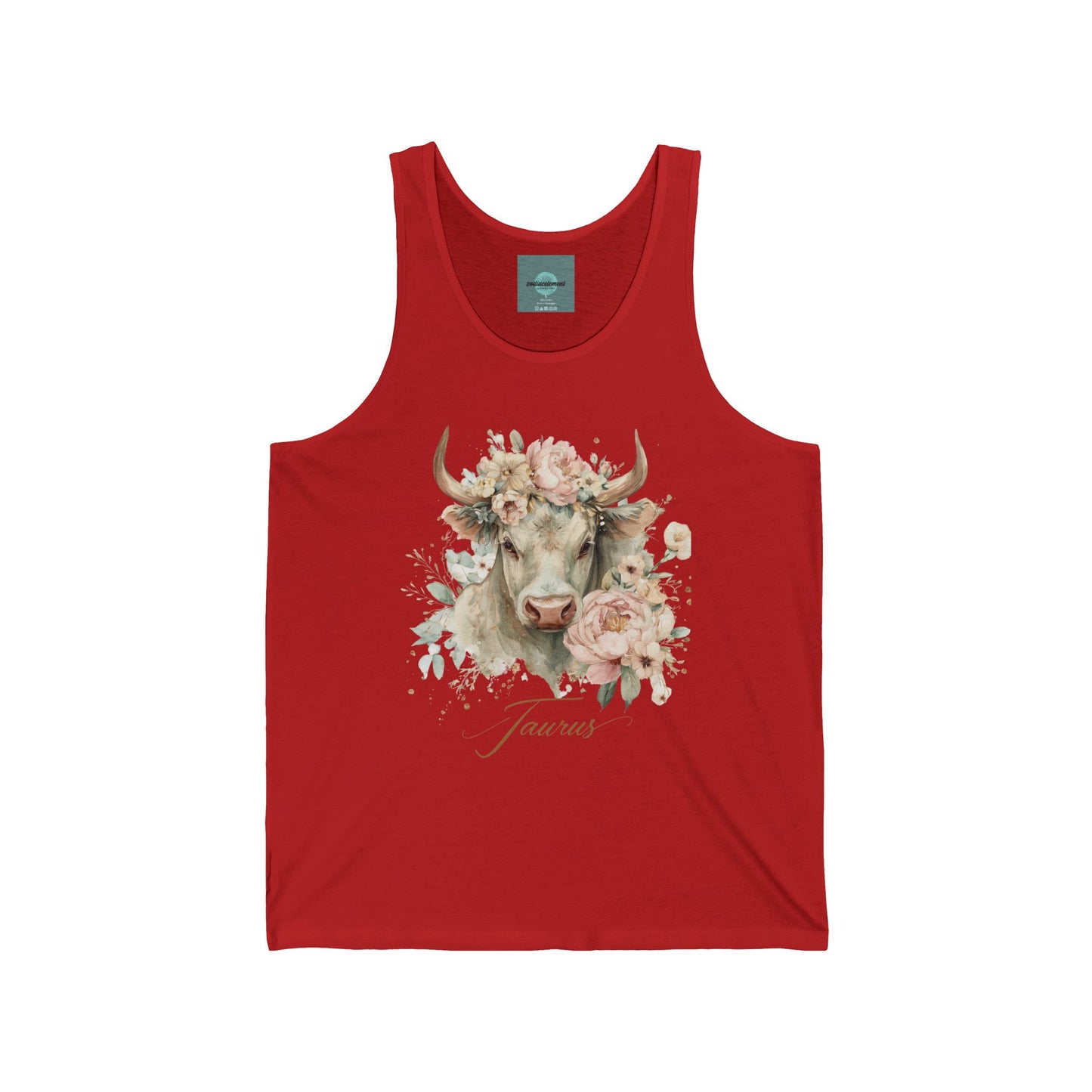 Floral Cow Jersey Tank, Unisex Summer Top, Farmhouse Decor Shirt, Animal Lover Gift, Country Style Tees, Casual Wear