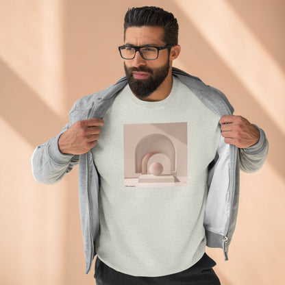 Minimalist Archway Crewneck Sweatshirt — Neutral Geometric Abstract Design