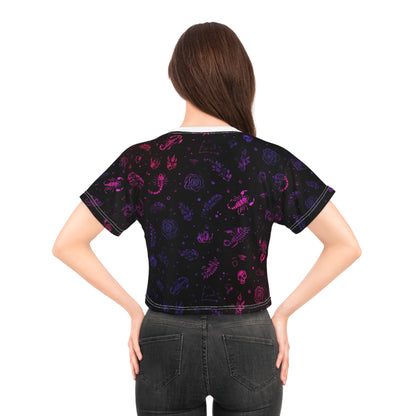 Dark Floral Crop Tee - Unique Patterned Top, Trendy Streetwear, Cool Casual Style, Perfect Gift for Music Festivals, Everyday Wear