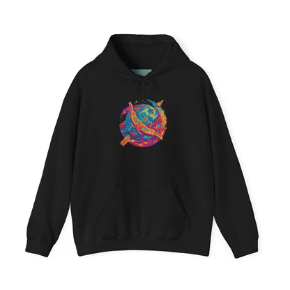 Cosmic Adventure Hoodie, Galaxy Sweatshirt, Festival Wear, Unisex Pullover, Gift for Astronomers, Colorful Hoodie