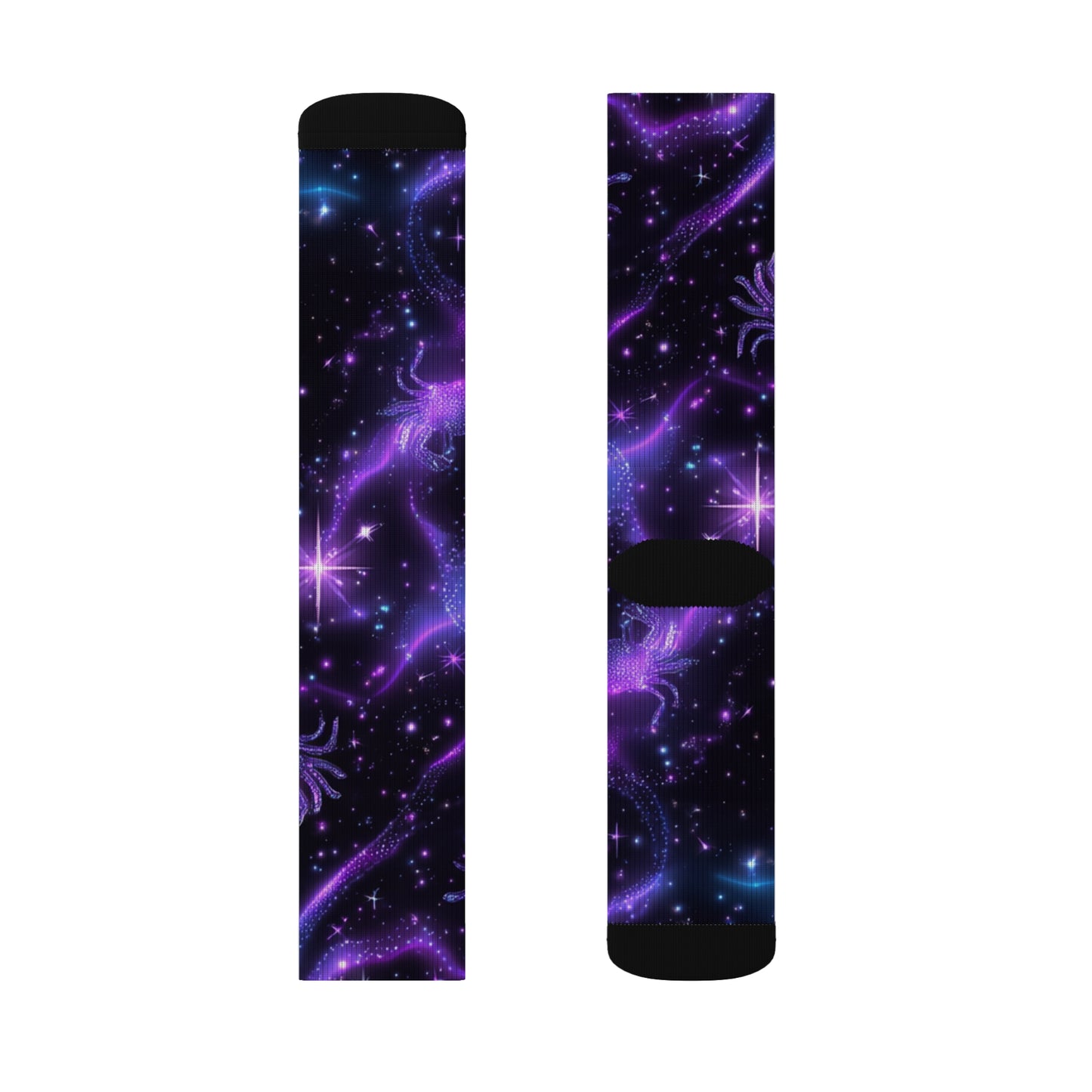 Water Element Cancer Socks | ♋ Cosmic Crab | Psychedelic Galaxy Crew Socks
