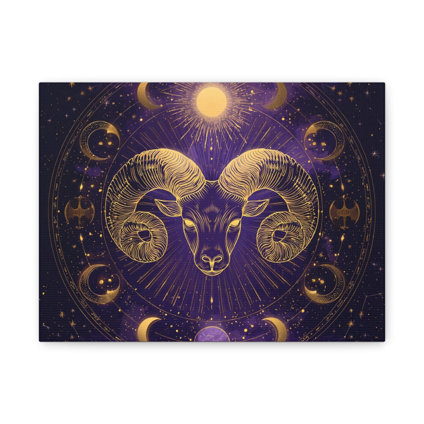 Astrological Aries Canvas Print, Cosmic Art Wall Decor, Zodiac Gift, Boho Home Decoration, Astrology Wall Art