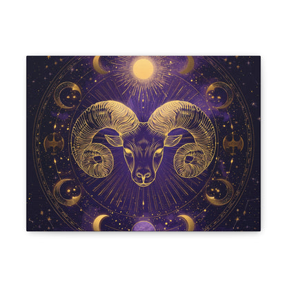 Astrological Aries Canvas Print, Cosmic Art Wall Decor, Zodiac Gift, Boho Home Decoration, Astrology Wall Art