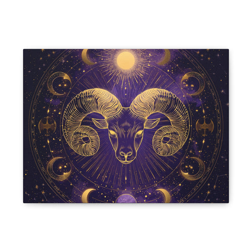 Astrological Aries Canvas Print, Cosmic Art Wall Decor, Zodiac Gift, Boho Home Decoration, Astrology Wall Art
