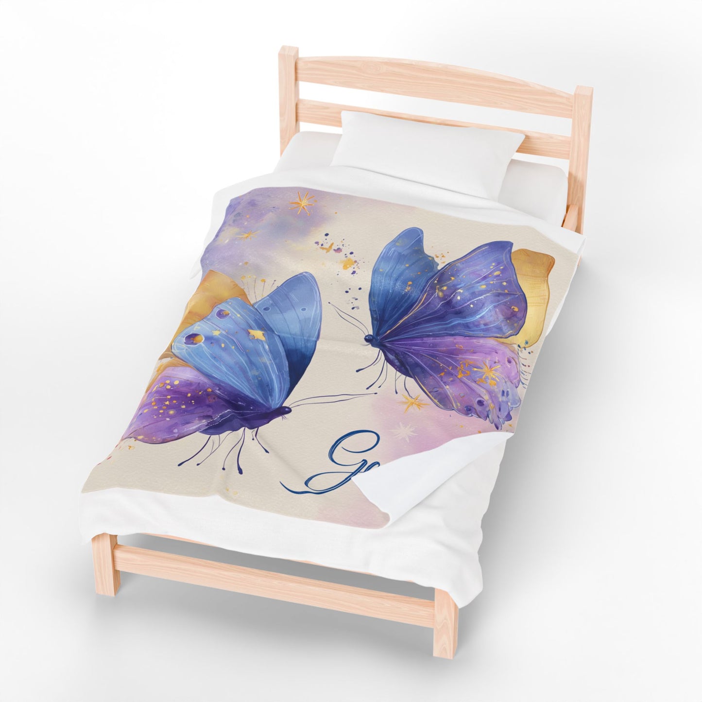 Gemini Velveteen Plush Blanket, Cozy Throw for Astrological Lovers, Butterfly Design, Zodiac Gift, Home Decor Accents