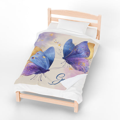 Gemini Velveteen Plush Blanket, Cozy Throw for Astrological Lovers, Butterfly Design, Zodiac Gift, Home Decor Accents