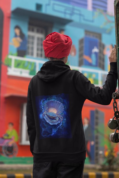 Cancer Water Element Cosmic Blossom Hoodie - Zodiac Nurturer Pullover, Astrology Gift, Celestial Flower Design
