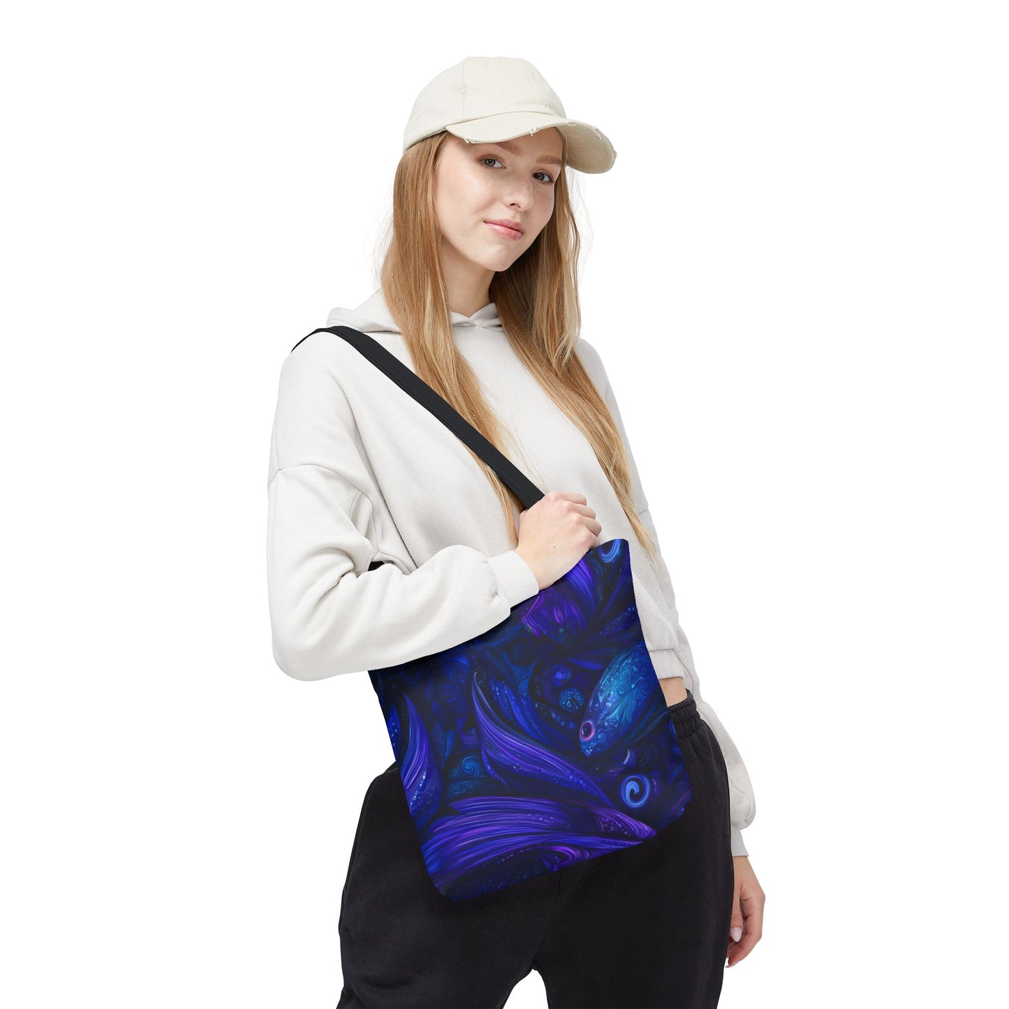 Mystical Fish Tote Bag, Bohemian Shoulder Bag, Eco-Friendly Shopping Bag, Art Lover Gift, Beach Bag, Colorful AOP Bag