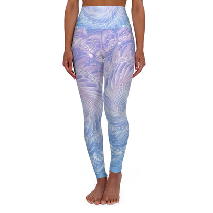 Libra Air Element High Waisted Yoga Leggings - Zodiac Harmony Ocean Wave, Astrology Fitness Gift, Celestial Balance Design