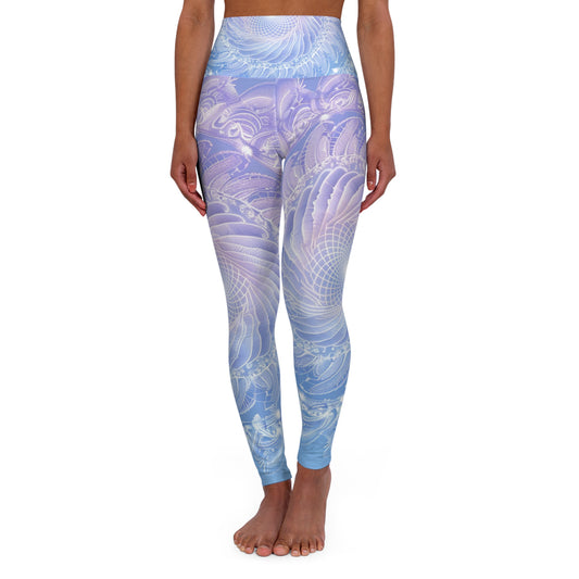 Libra Air Element High Waisted Yoga Leggings - Zodiac Harmony Ocean Wave, Astrology Fitness Gift, Celestial Balance Design