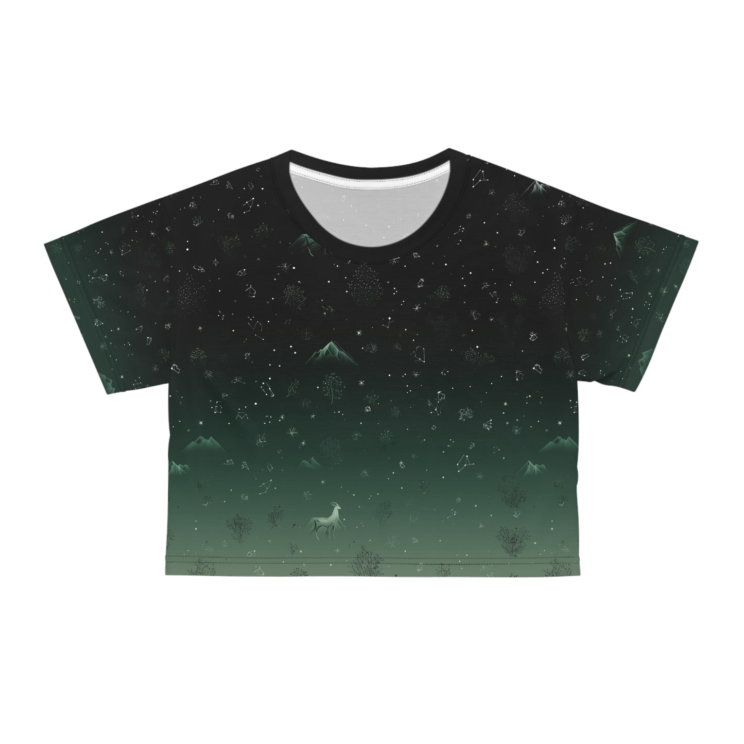 Mysterious Night Crop Tee, Cozy Animal Print Top, Nature-Inspired T-Shirt, Festival Fashion Shirt, Summer Chill Wear