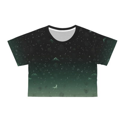 Mysterious Night Crop Tee, Cozy Animal Print Top, Nature-Inspired T-Shirt, Festival Fashion Shirt, Summer Chill Wear