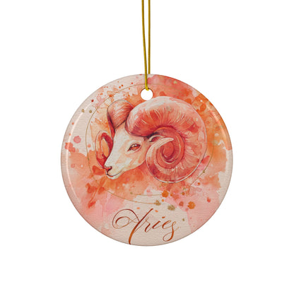 Ceramic Zodiac Ornaments, Aries Design, Personalized Gift, Holiday Decor, Astrology Keepsake, Unique Christmas Decoration, Home Accent