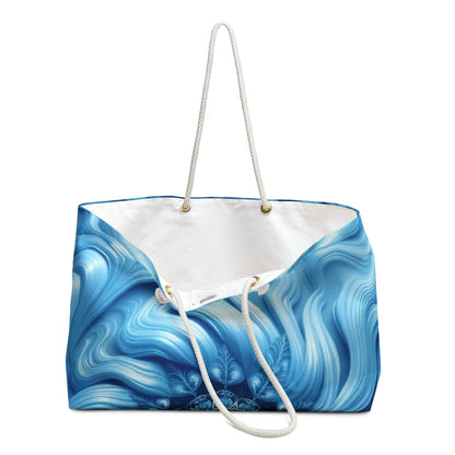Water Element Blue Swirl Weekender Bag - Elemental Flow Travel Tote, Aquatic Energy Gift, Celestial Ocean Design
