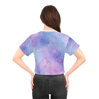 Celestial Print Crop Tee - Dreamy Cosmic Top, Space Themed Shirt, Boho Style Crop, Festival Wear, Gift for Space Lovers