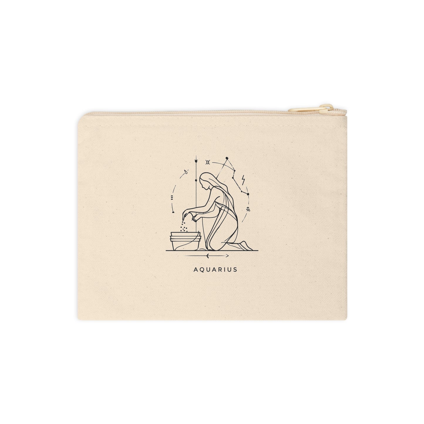 Aquarius Zodiac Accessory Pouch, Astrological Gift for Astrology Lovers, Zodiac Sign Pouch, Horoscope Makeup Bag, Celestial Storage