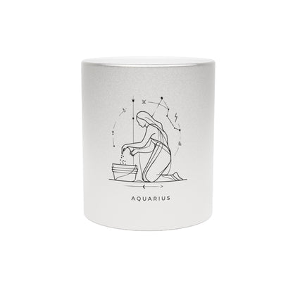Astrology Aquarius Metallic Mug - Celestial Gift for Astrology Lovers, Zodiac Coffee Cup, Horoscope Drinkware, Silver Gold Mug