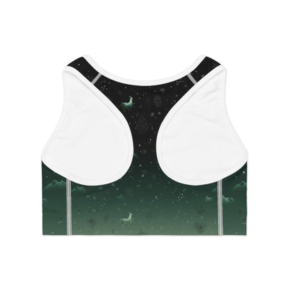 Unicorn Adventure Sports Bra, Moisture-Wicking Workout Top, Fitness Apparel, Activewear, Gift for Fitness Lover, Yoga Bra