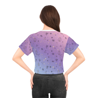 Astrological Crop Tee, Zodiac Crop Top, Astrology Shirt, Celestial Graphic Tee, Horoscope Apparel, Gifts for Astrology Lovers