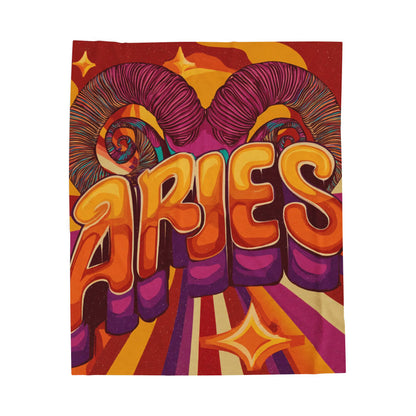 Aries Velveteen Plush Blanket, Cozy Astrology Throw, Zodiac Decor, Perfect Gift for Aries, Birthday Present, Astrological Gift