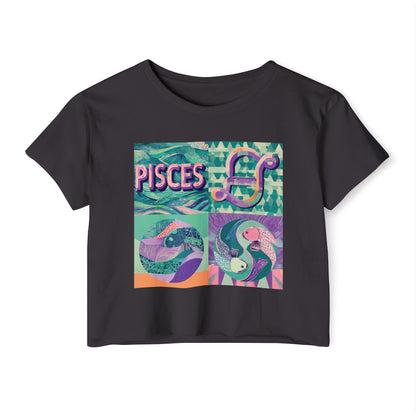 Pisces Women's Festival Crop Top, Astrology Tee, Zodiac Shirt, Boho Style Top, Summer Festival Wear, Gift for Astrology Lovers
