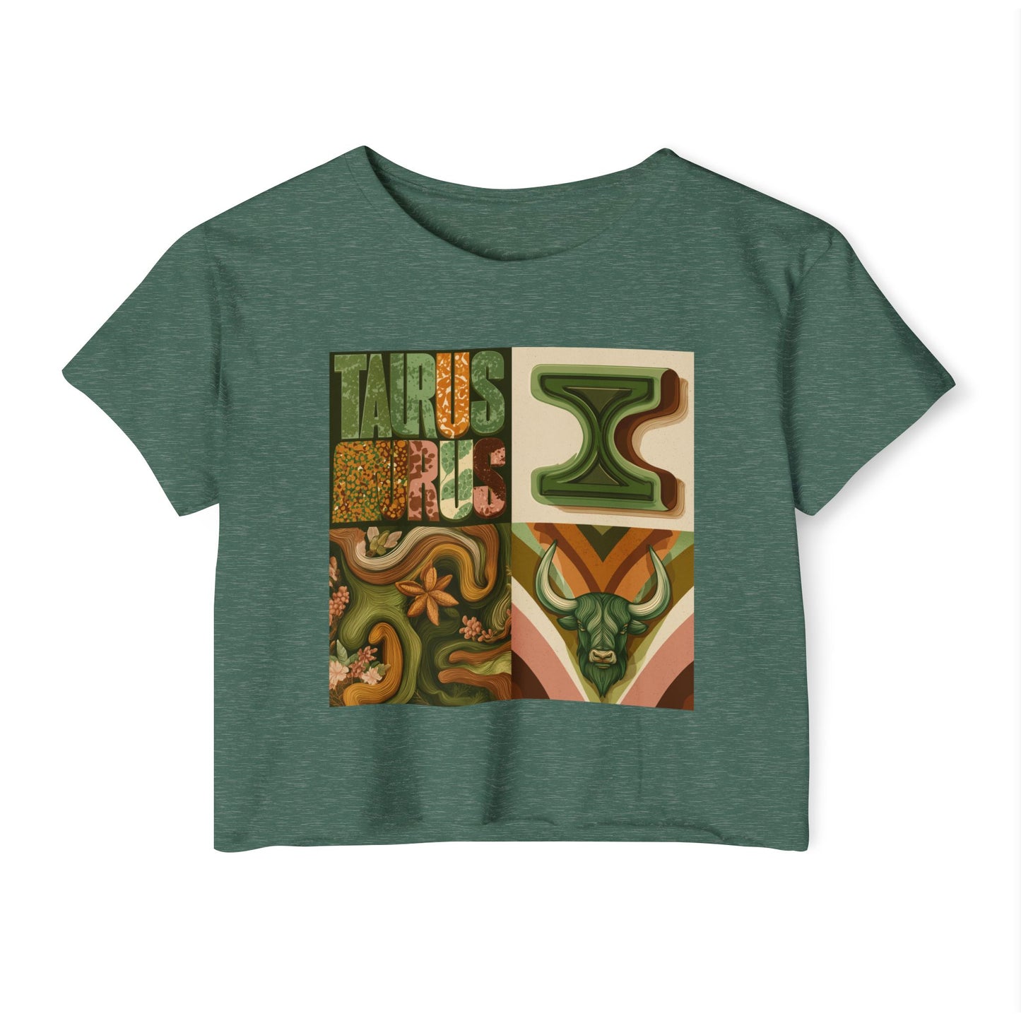Bohemian Taurus Festival Crop Top, Cute Women's Summer Tee, Astrology Graphic Shirt, Birthday Gift, Music Festival Outfit