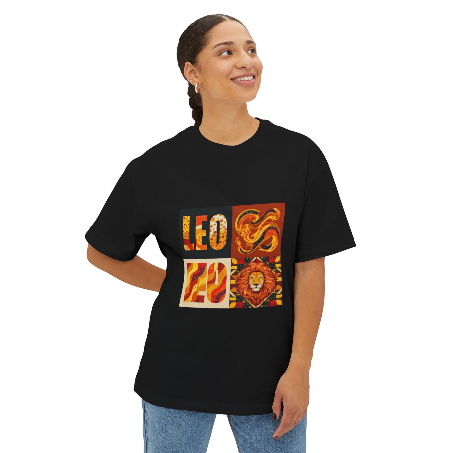 Leo Zodiac Oversized Tee, Astrology T-Shirt, Graphic Boxy Top, Unisex Casual Wear, Gift for Leo, Zodiac Sign Apparel