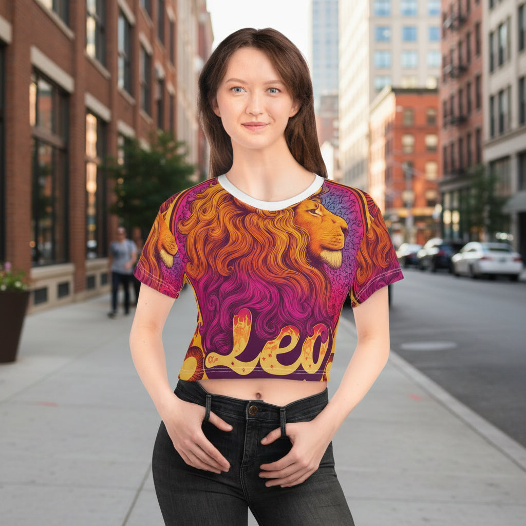 Leo Crop Tee, Zodiac Sign T-Shirt, Astrology Graphic Tee, Horoscope Shirt, Celestial Clothing, Leo Gift