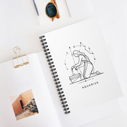 Aquarius Spiral Notebook - Zodiac Sign Journal, Perfect for Astrology Lovers, Note-taking, Gift for Birthdays, Inspirational Diary