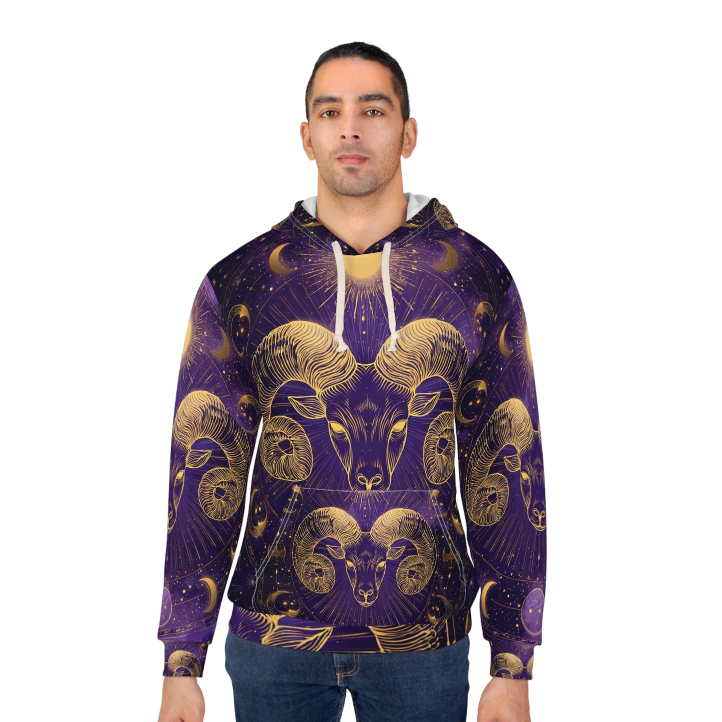 Celestial Aries Unisex Pullover Hoodie | Astrology Gifts, Zodiac Hoodies, Unique Sweatshirts, Starry Night Wear