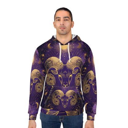 Celestial Aries Unisex Pullover Hoodie | Astrology Gifts, Zodiac Hoodies, Unique Sweatshirts, Starry Night Wear