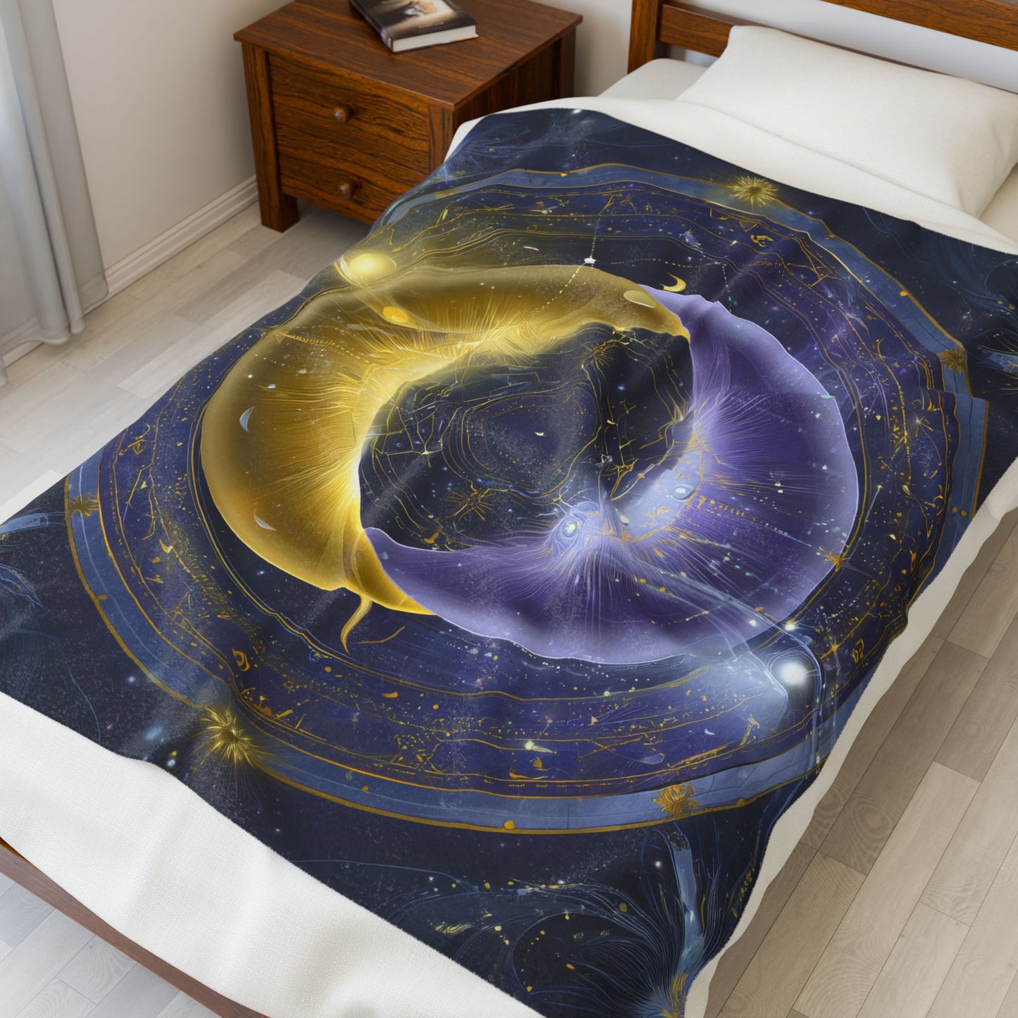 Celestial Velvet Blanket, Cozy Throw for Stargazers, Dreamy Home Decor, Spiritual Gift, Galactical Design for Meditation